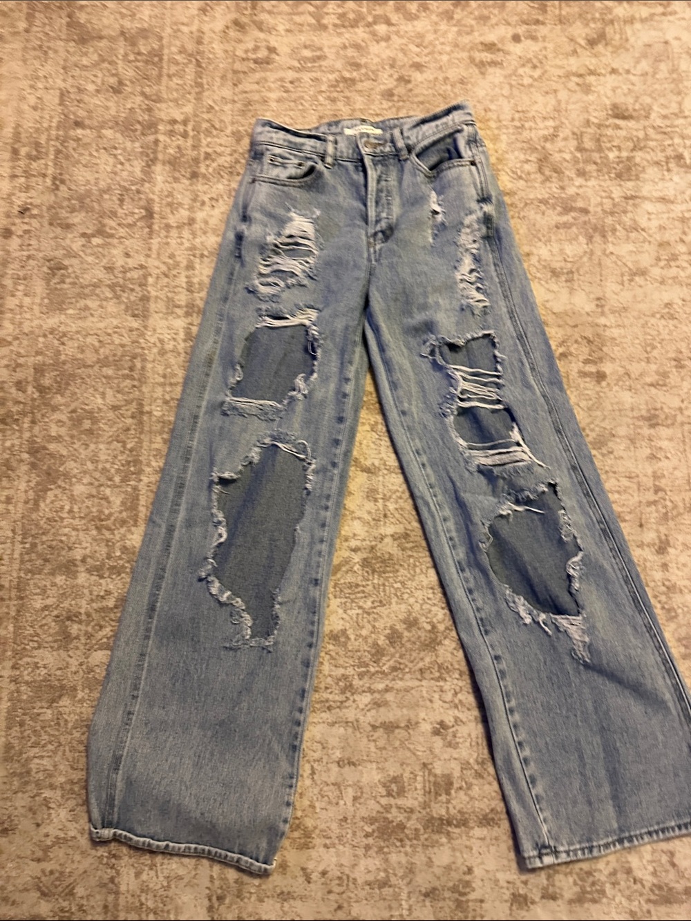 PacSun Light Blue Distressed Wide Leg Jeans
